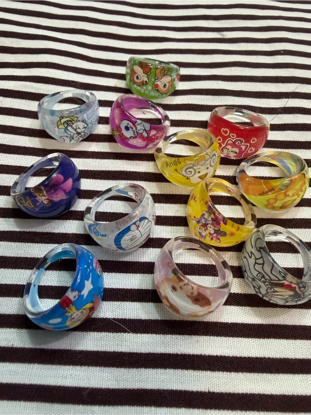 Kids Colorful Cartoon Acrylic Rings - lot
